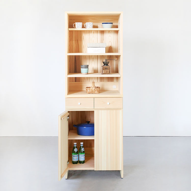 出し入れしやすい「shelf」 キッチンボード A　キッチン収納　ひのき　シンプル　木製