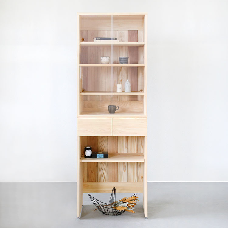 大切な器を美しく収納する「cupboard」 キッチンボード B　キッチン収納　ひのき　シンプル　木製