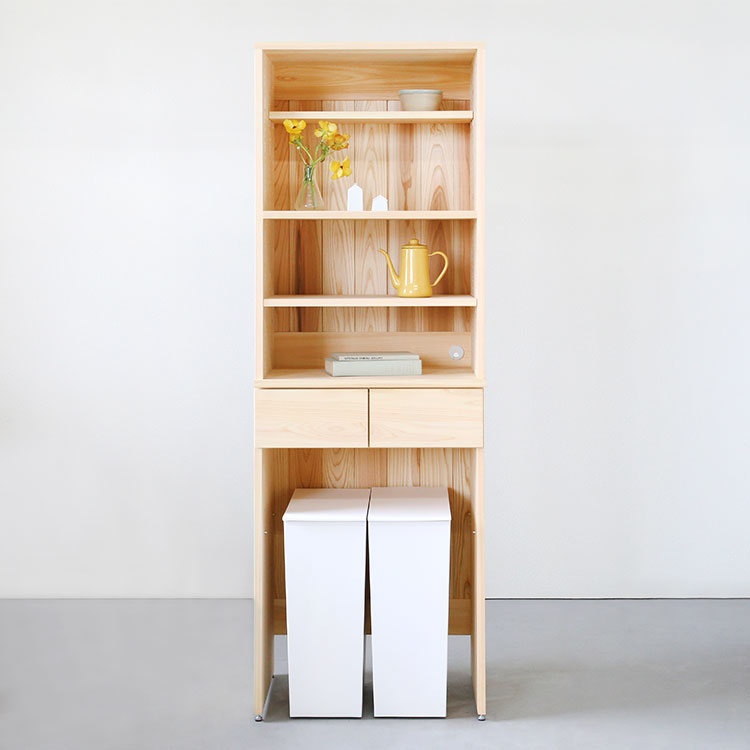 出し入れしやすい「shelf」 キッチンボード B　キッチン収納　ひのき　シンプル　木製