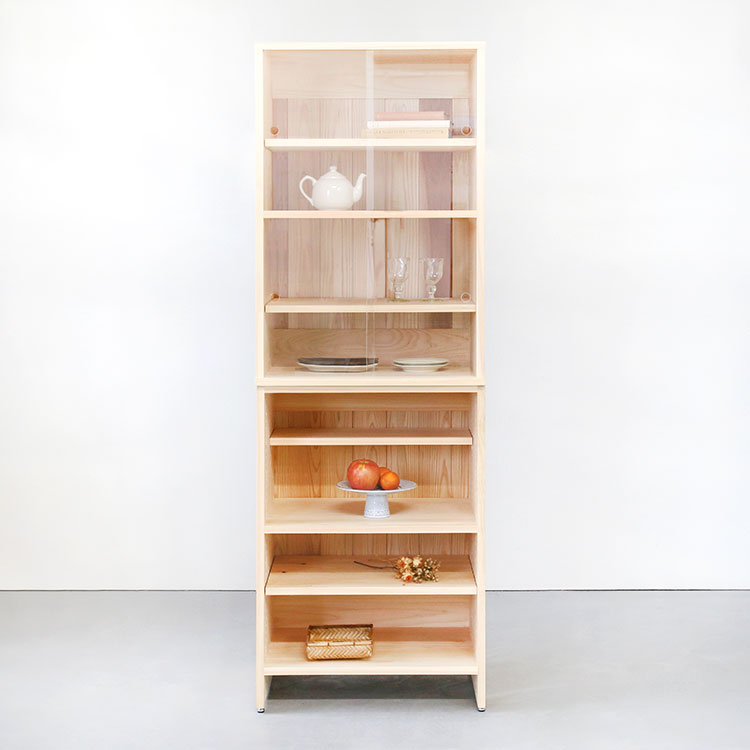 大切な器を美しく収納する「cupboard」 キッチンボード C　キッチン収納　ひのき　シンプル　木製