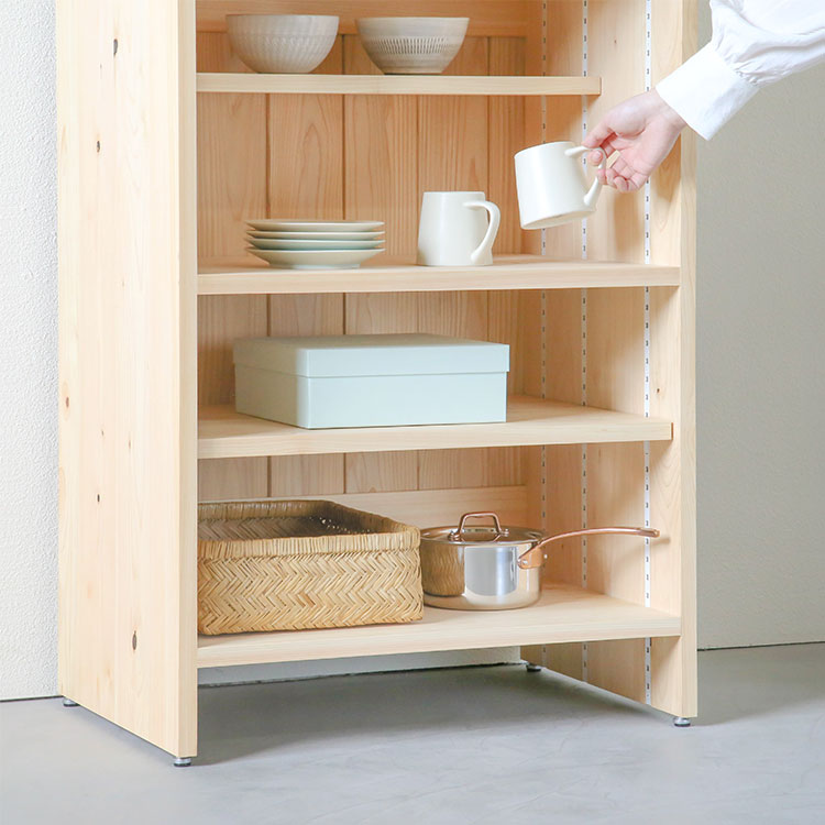 スペースを無駄なく使えるしっかり収納型 キッチンボード C　キッチン収納　ひのき　シンプル　木製