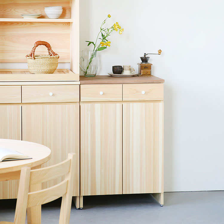キッチンカウンター A　キッチン収納　ひのき　シンプル　木製