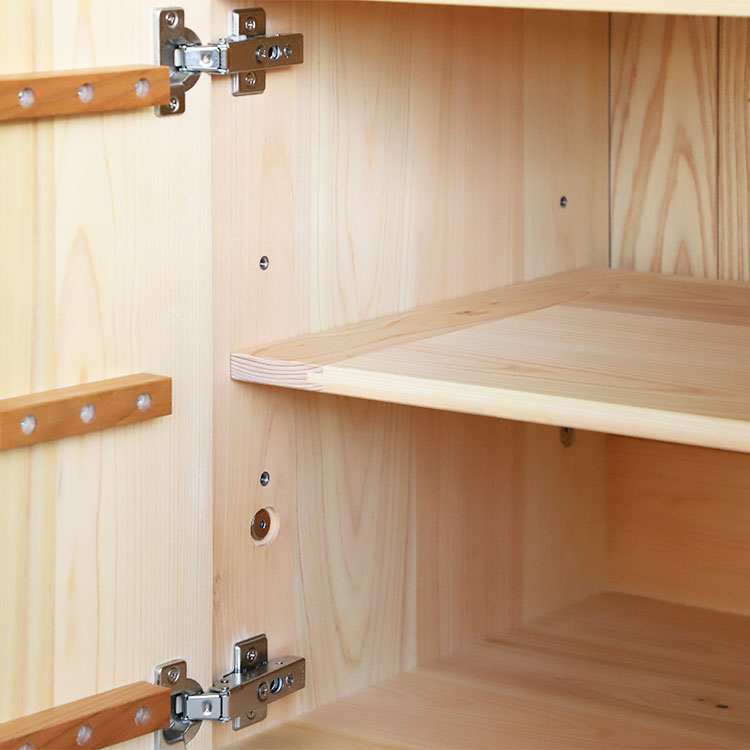 下段は3段階の可動棚 キッチンラック O60 キッチン 収納 台所 キッチン収納 ひのき シンプル 木製