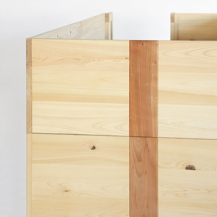 希少な国産のサクラ材がアクセント ロフトベッドL 本棚タイプSS ひのき ベッド 収納 シンプル 木製