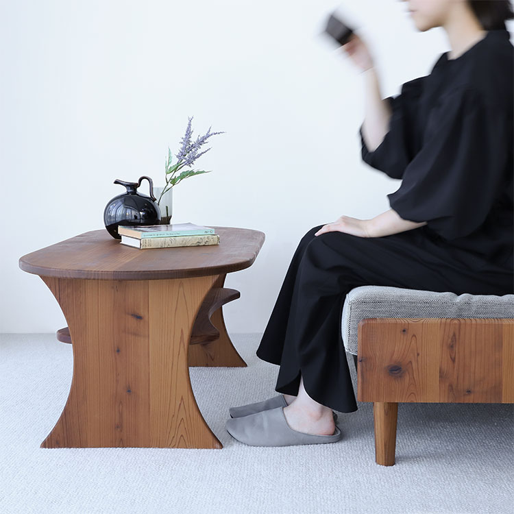 ソファに座りながら使いやすい ほどよい高さ ローテーブル C100 .ERA ひのき リビング テーブル ひのき シンプル 木製