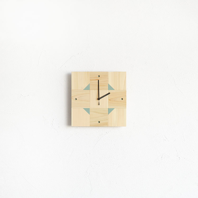 時計 掛け時計 壁掛け 子供部屋 リビング シンプル ひのき 無垢材 木製 日本製 国産 モザイクパネル clock sign
