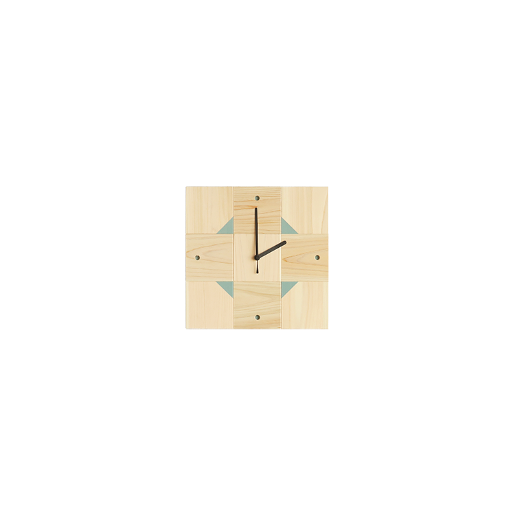 モザイクパネル clock sign ひのき 時計 シンプル 木製 壁掛け