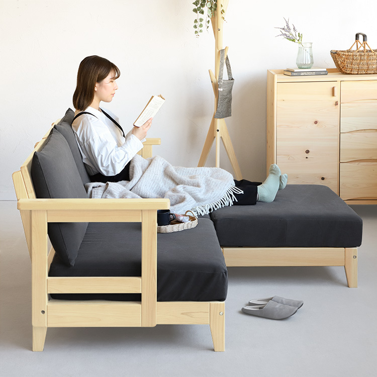 洗えるゆったりオットマン S1.4 帆布 ひのき ソファ シンプル 木製