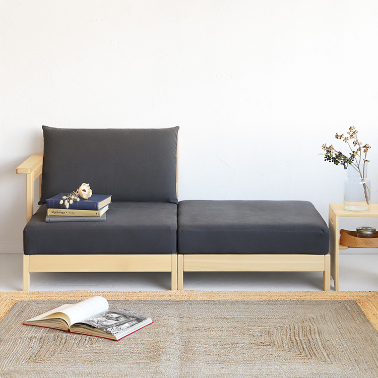 洗えるゆったりオットマン S1.4 帆布 ひのき ソファ シンプル 木製