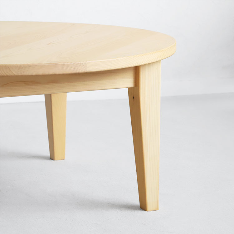 上品なテーパー加工の脚 ラウンドテーブル 100 hinoki ひのき ダイニングテーブル シンプル 木製