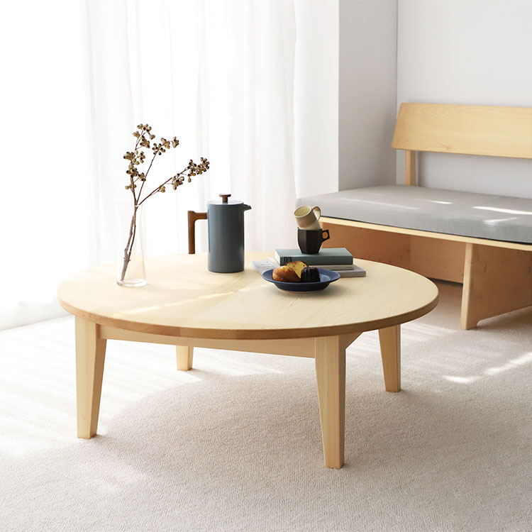 ラウンドテーブル D hinoki 100 ロータイプ｜家具とダイニングテーブルの専門店キシル