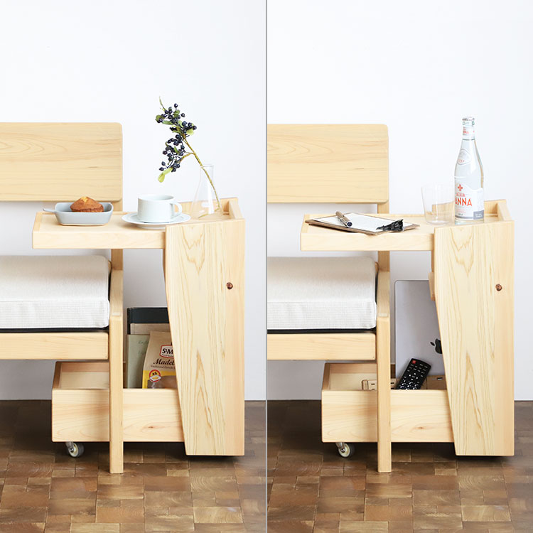 軽食も書き物もできる程よいサイズ感 サイドテーブル C リビング ソファテーブル ひのき シンプル 木製