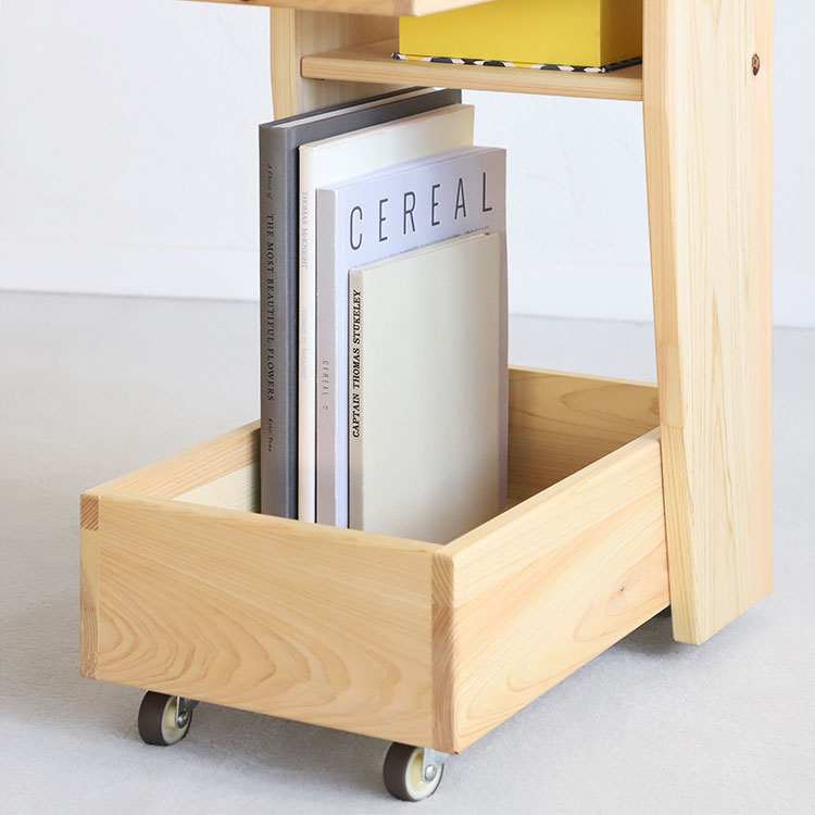 ボックス部分は雑誌がすっきり納まる高さ サイドテーブル C リビング ソファテーブル ひのき シンプル 木製