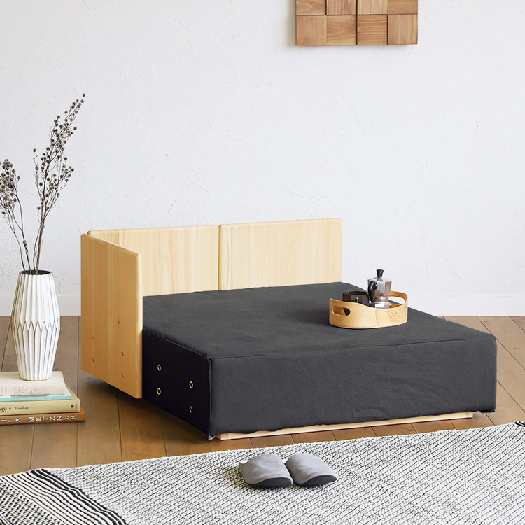 洗える小上がりソファ J1.4 帆布 ひのき ソファ シンプル 木製 ファブリック