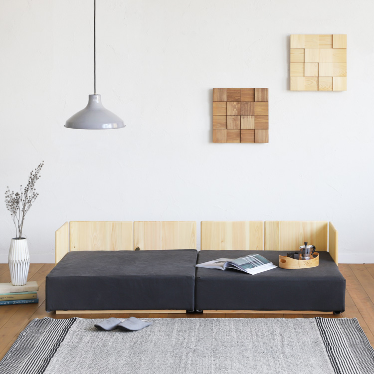 洗える小上がりソファ J2.8 帆布 ひのき ソファ シンプル 木製 ファブリック