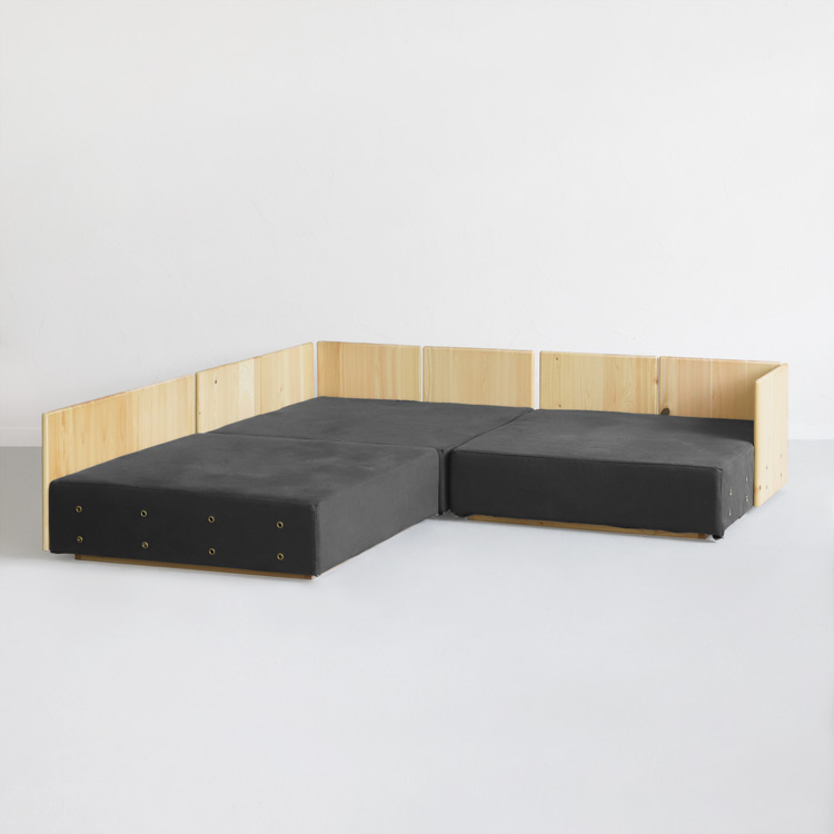 洗える小上がりソファ J4.2 帆布 ひのき ソファ シンプル 木製 ファブリック