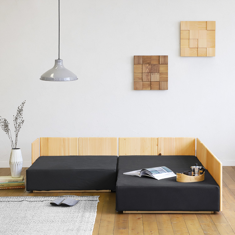 洗える小上がりソファ J4.2 帆布 ひのき ソファ シンプル 木製 ファブリック