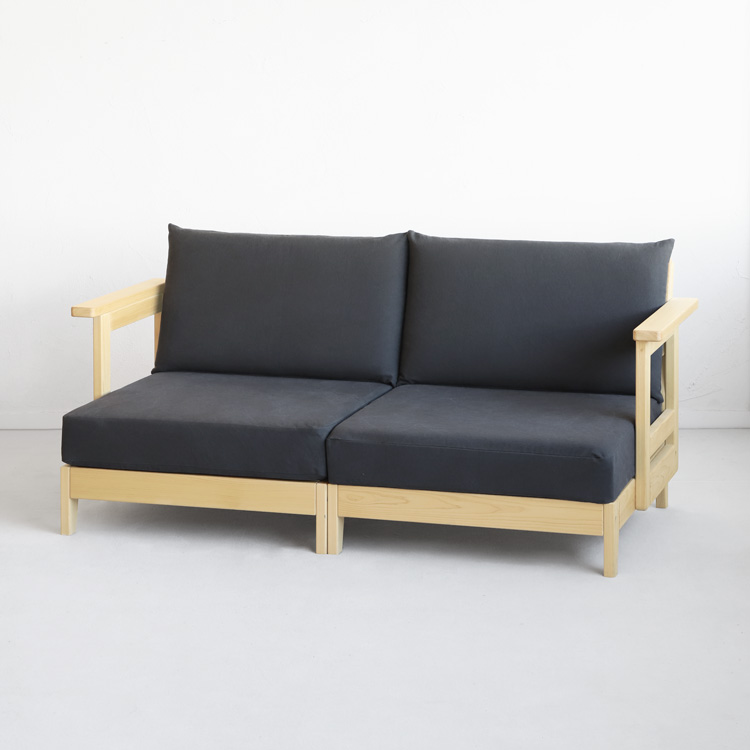 洗えるゆったりソファ S2.7 double arm 帆布 ひのき ソファ シンプル 木製