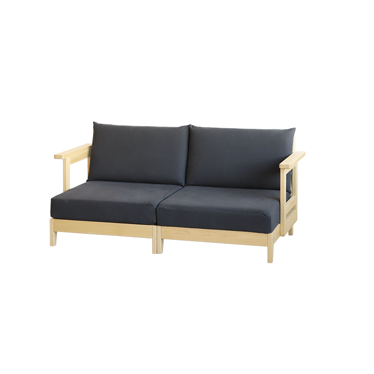 洗えるゆったりソファ S2.7 double arm 帆布 ひのき ソファ シンプル 木製