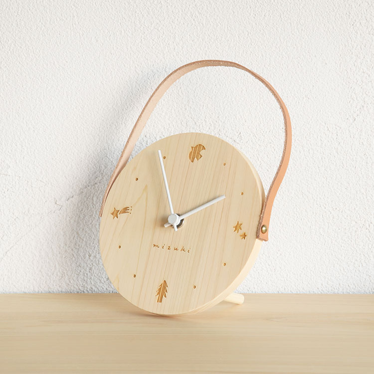 時計 掛け時計 手書き てがき 壁掛け 置き時計 刻印 子供部屋 リビング シンプル ひのき 無垢材 木製 日本製 国産 てがき時計