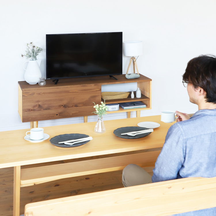 椅子やソファに座ったとき見やすい高さ設計 テレビボード C150 HI テレビボード ハイタイプ 収納 オーガニック シンプル ひのき 木製