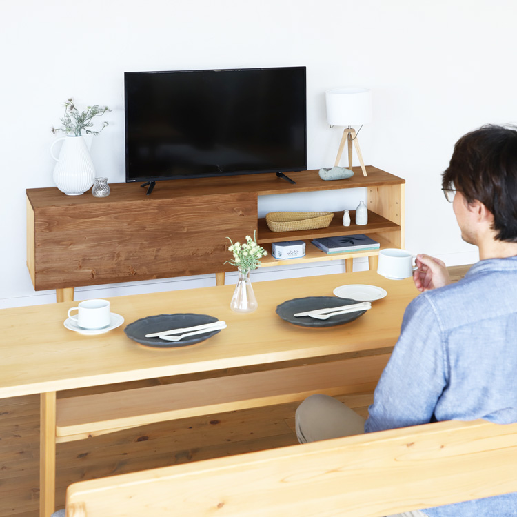 椅子やソファに座ったとき見やすい高さ設計 テレビボード C180 HI テレビボード ハイタイプ 収納 オーガニック シンプル ひのき 木製