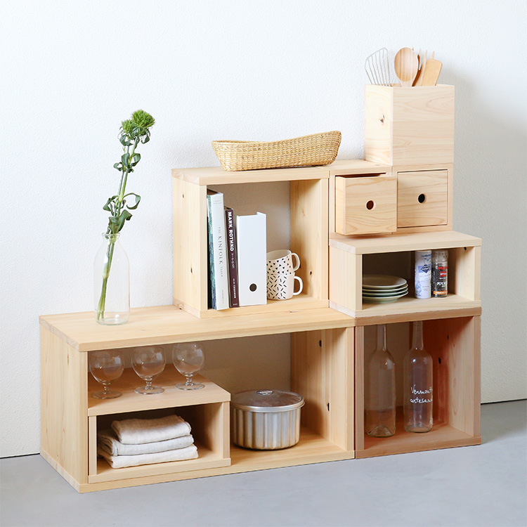 組み合わせは自由自在 waku 桜 収納家具 ひのき シンプル 木製