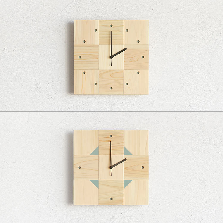 パネルデザインで統一できるclockシリーズ ウッドアートパネル 3×3 brown ひのき 草木染め ウッドパネル シンプル 木製 壁掛け