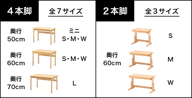 4本脚デスク 2本脚デスク