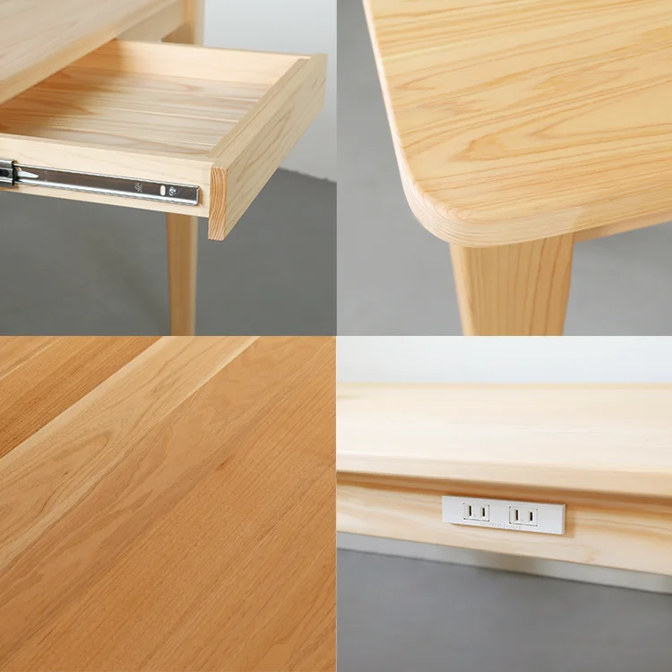 ダイニングテーブルD -EASY ORDER- の豊富なオプション、天板の素材変更、引き出しの追加、角丸加工、コンセント取り付けなど